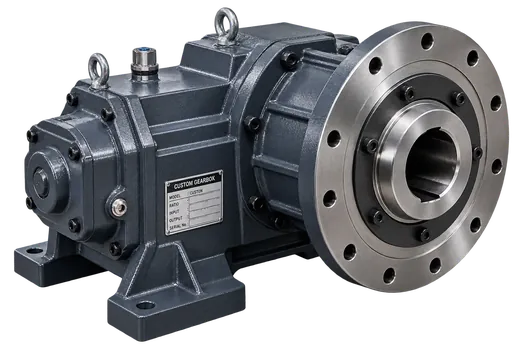 Custom-engineered flange-mounted industrial gearbox