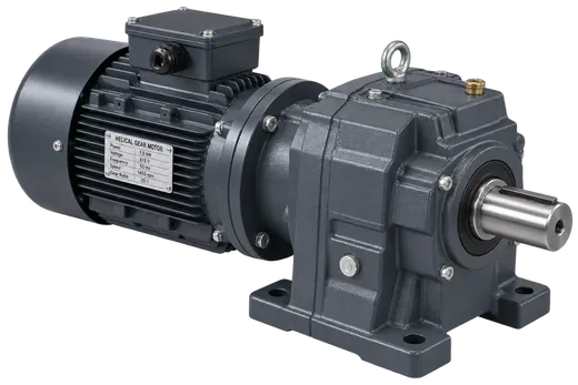 Blue helical gear motor with flange mounted three phase motor